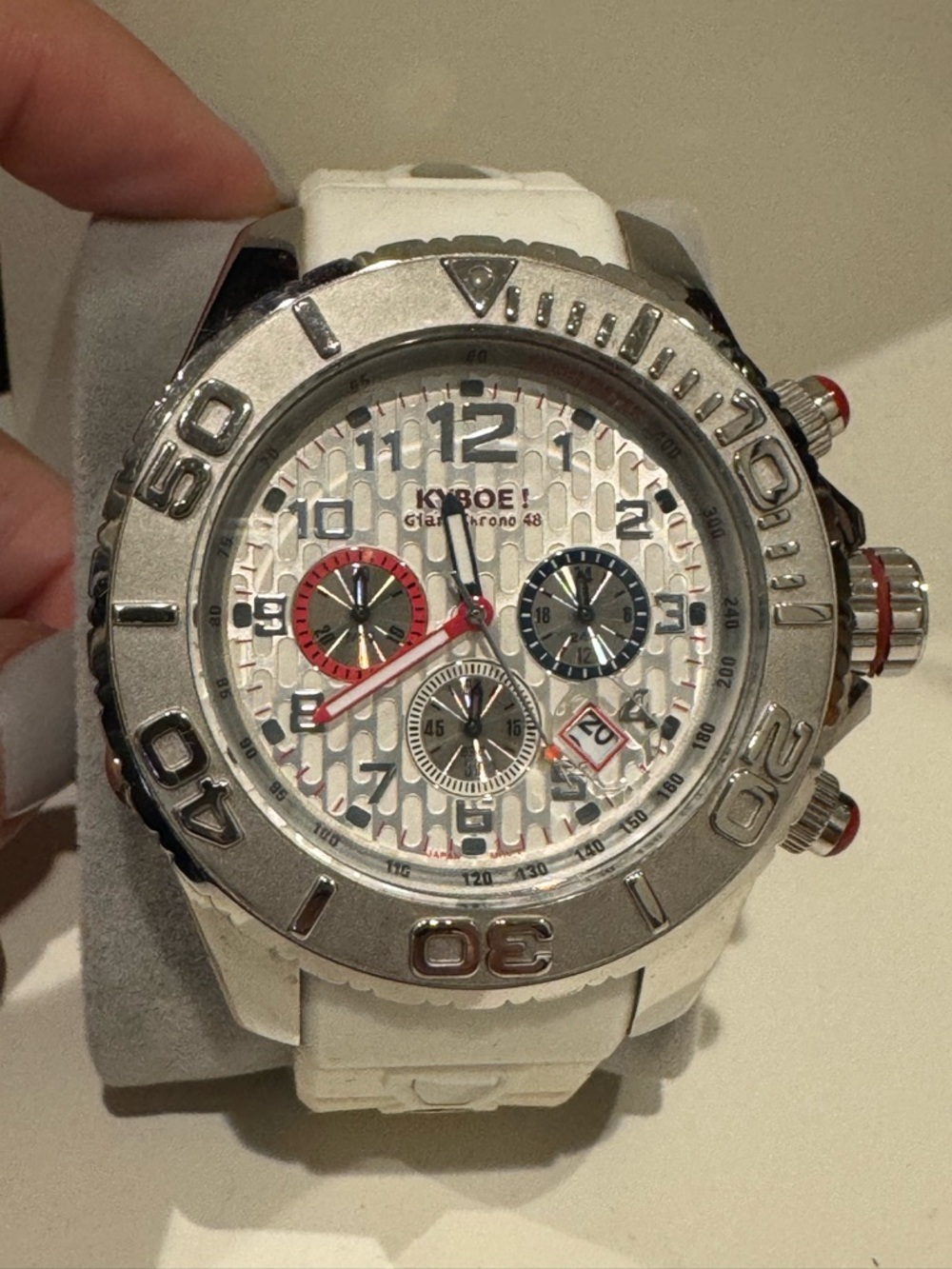 KYBOE! Unisex Giant 48 White Silicone Chronograph Watch
